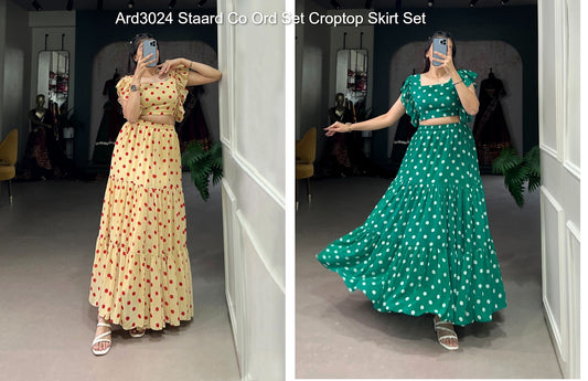 Ard3024 Staard Georgette Crop Top Skirt Manufacturer India