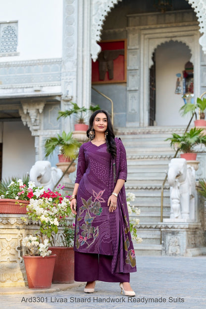 Ard3301 Staard Roman Silk Readymade Pant Style Suits Supplier Gujarat