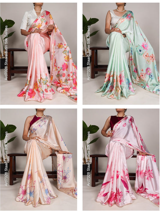 Ard7028 Staard Satin Silk Sarees Exporter Gujarat