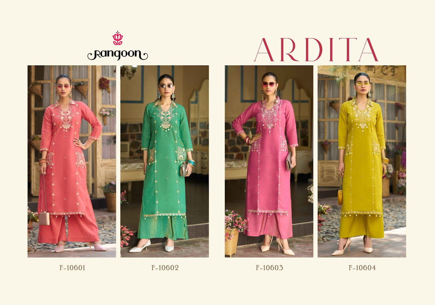 Ardita Rangoon Viscose Kurti Plazzo Set Wholesaler