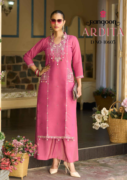 Ardita Rangoon Viscose Kurti Plazzo Set Wholesaler