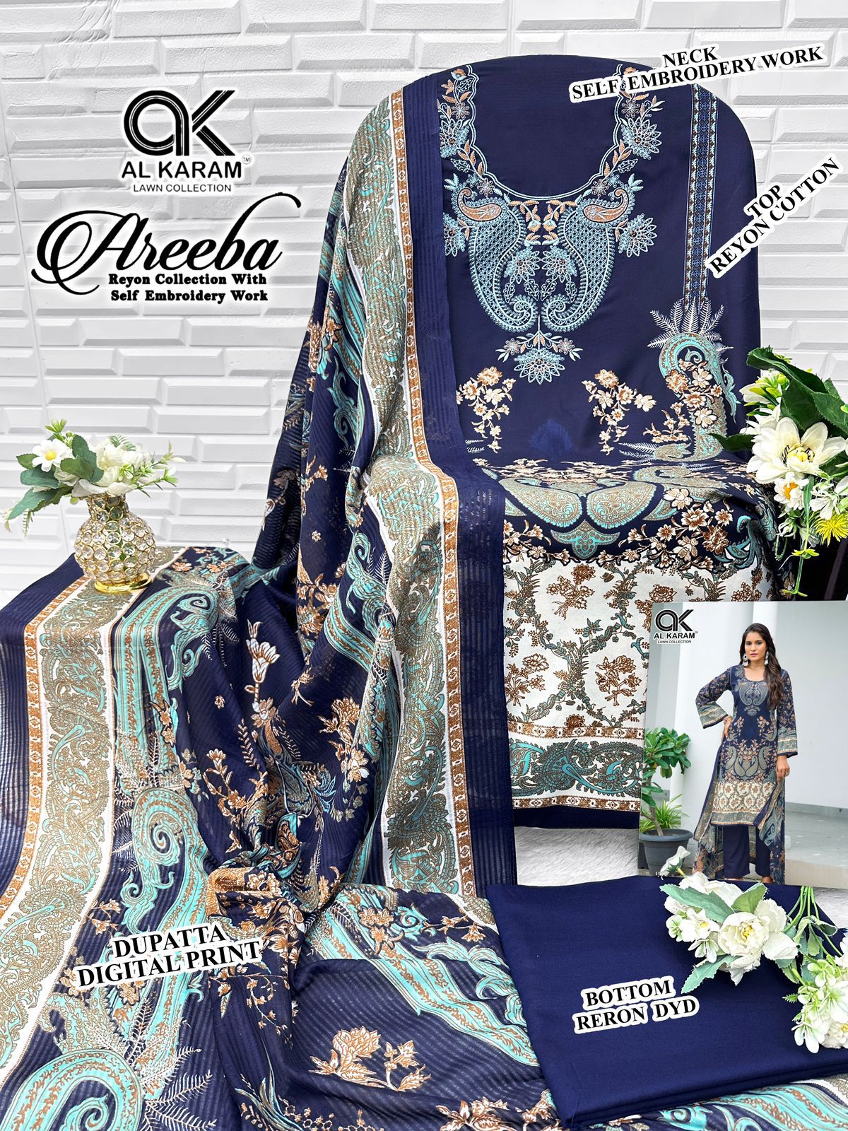 Areeba Al Karam Reyon Karachi Salwar Suits Manufacturer Ahmedabad