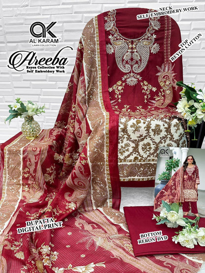 Areeba Al Karam Reyon Karachi Salwar Suits Manufacturer Ahmedabad