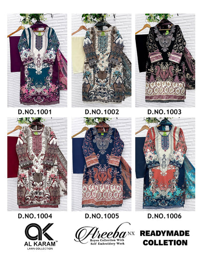Areeba Nx Al Karam Reyon Karachi Readymade Suits Wholesaler