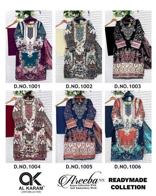 Areeba Nx Al Karam Reyon Karachi Readymade Suits Wholesaler