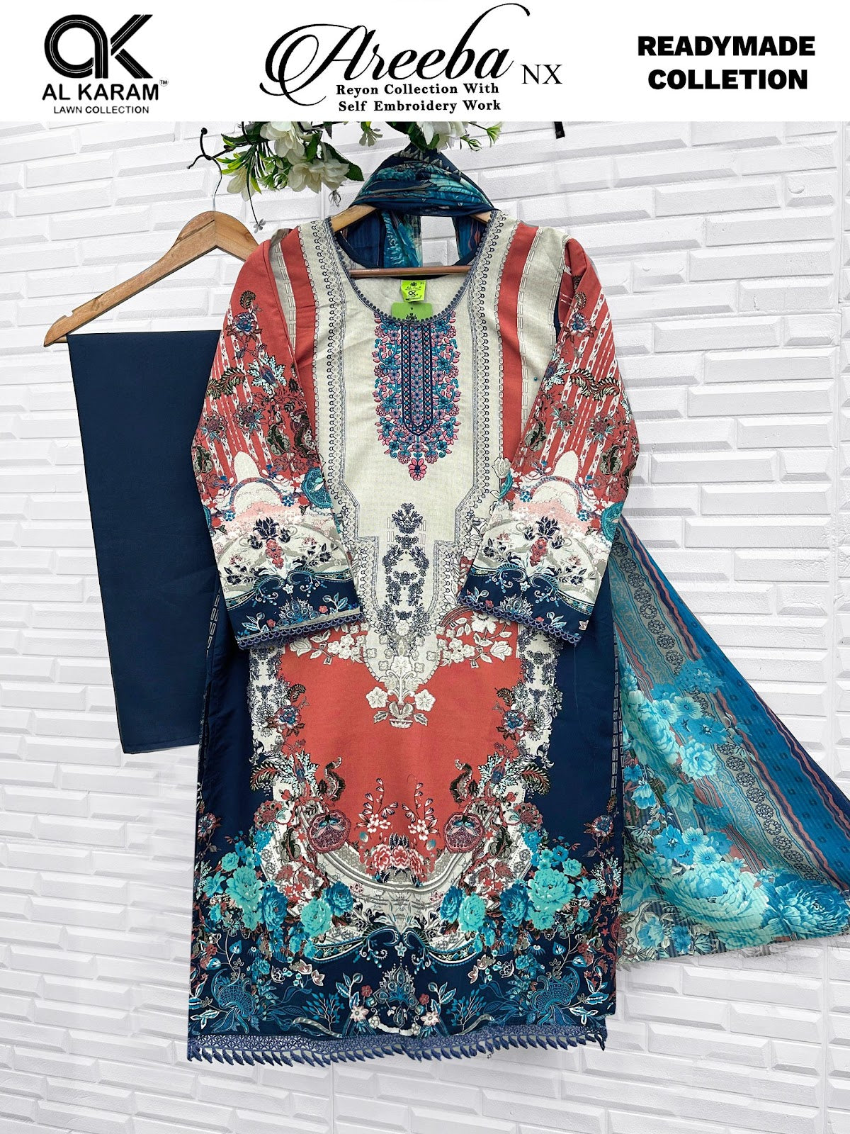Areeba Nx Al Karam Reyon Karachi Readymade Suits Wholesaler