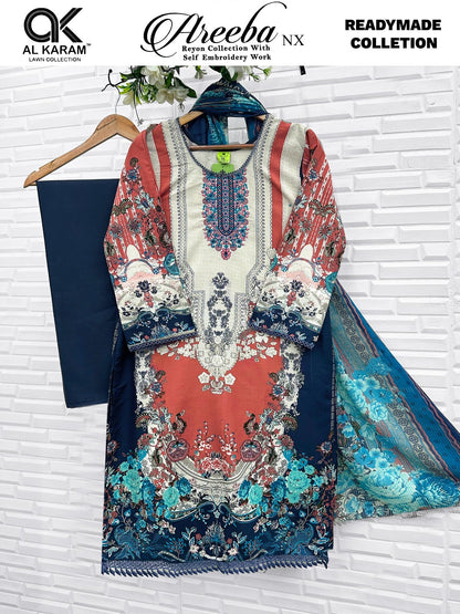 Areeba Nx Al Karam Reyon Karachi Readymade Suits Wholesaler