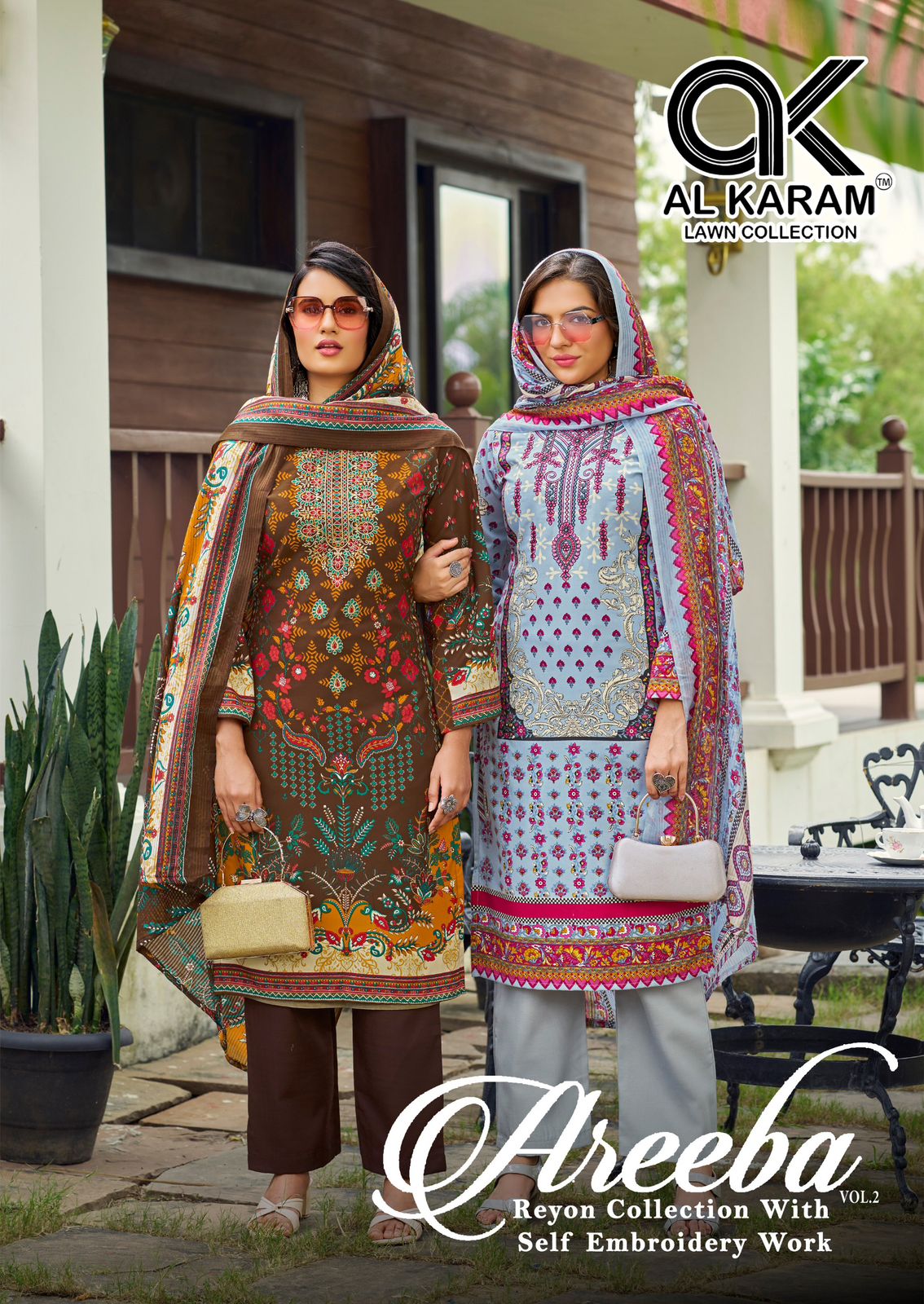 Areeba Vol 2 Al Karam Reyon Karachi Salwar Suits Exporter India