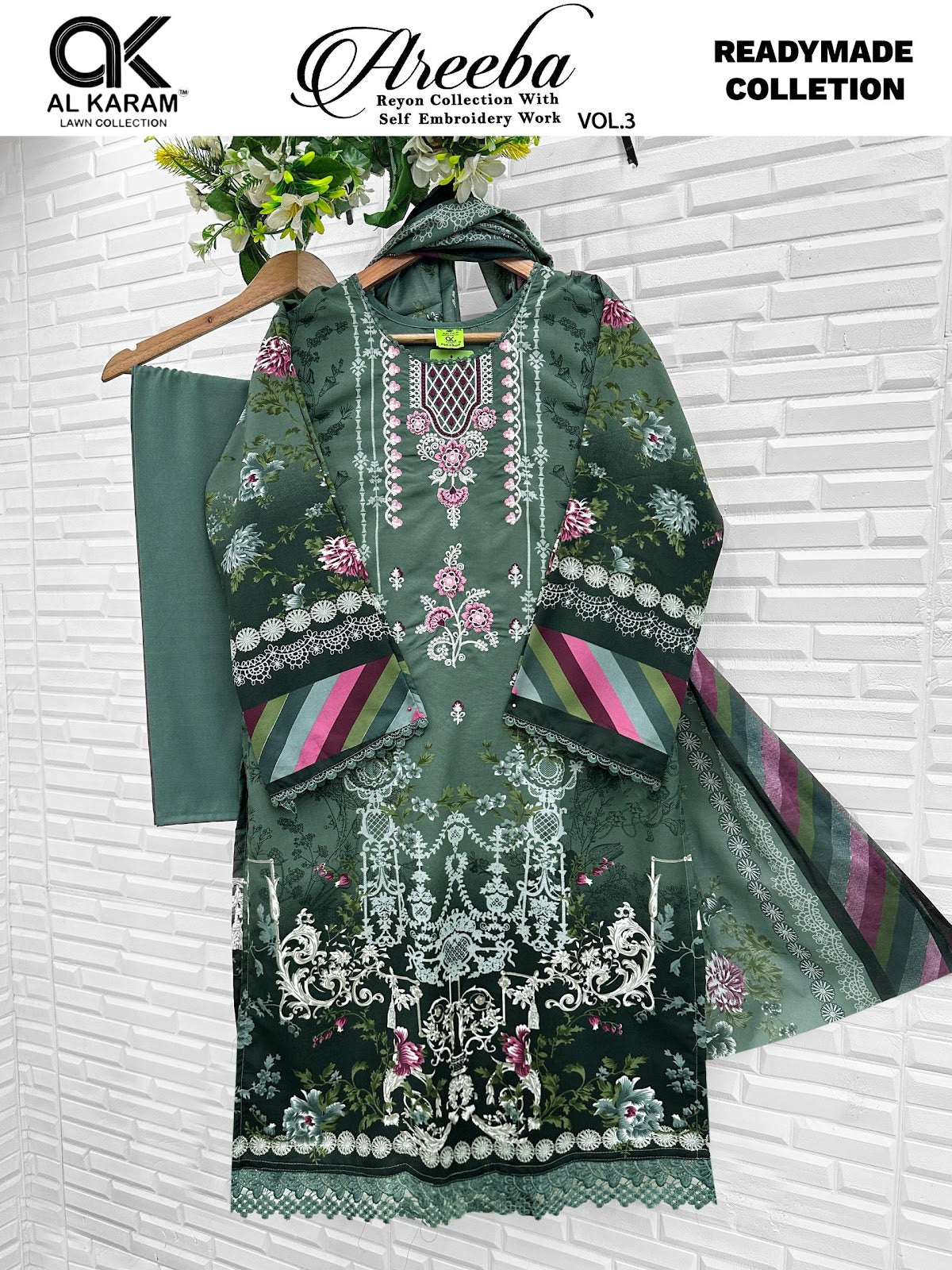 Areeba Vol 3 Al Karam Reyon Karachi Readymade Suits Manufacturer Ahmedabad