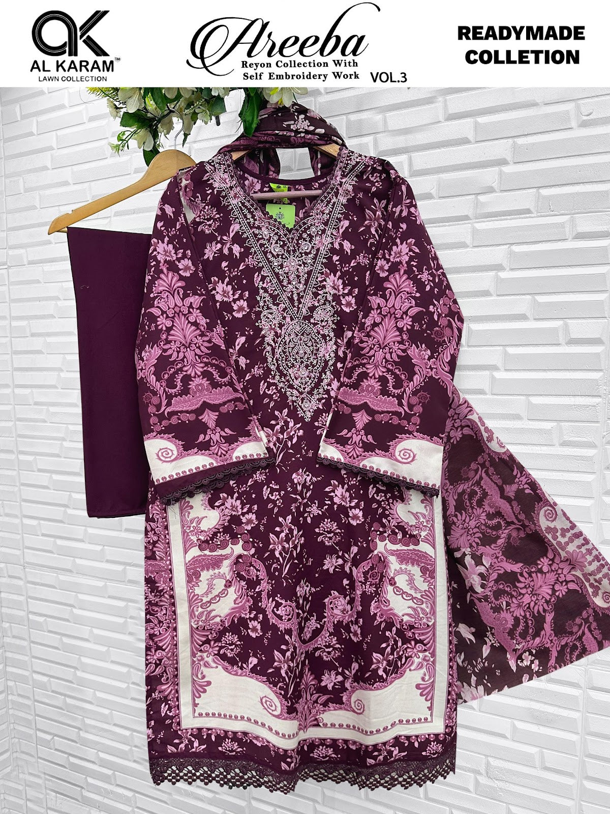 Areeba Vol 3 Al Karam Reyon Karachi Readymade Suits Manufacturer Ahmedabad