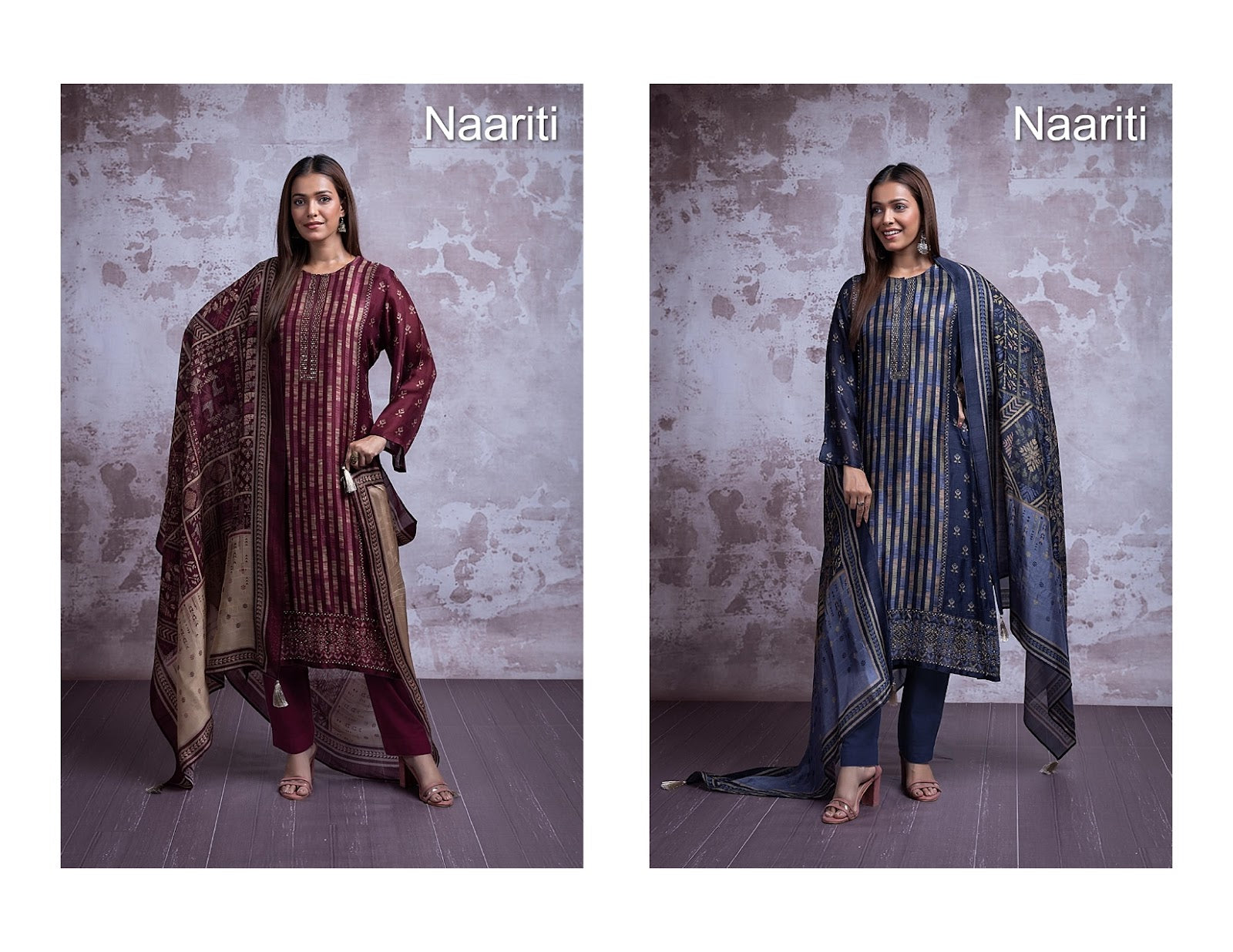 Areli Naariti Tusser Silk Pant Style Suits Manufacturer Gujarat