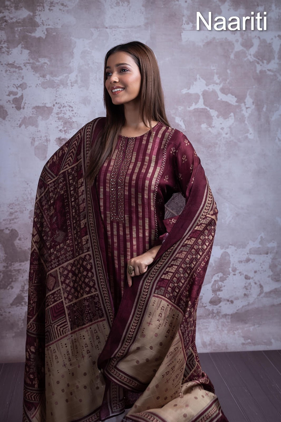 Areli Naariti Tusser Silk Pant Style Suits Manufacturer Gujarat