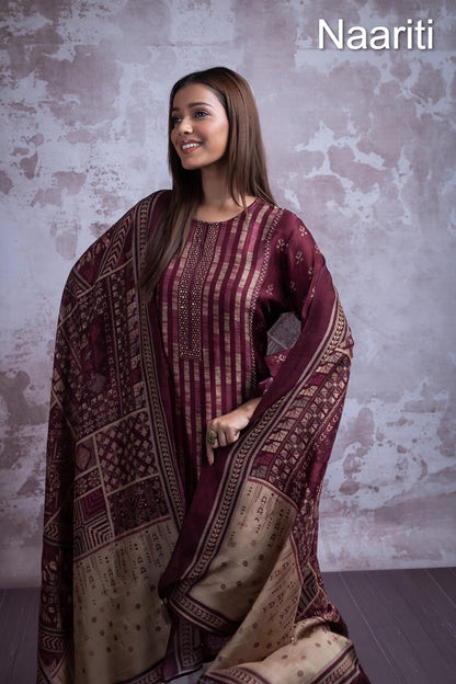 Areli Naariti Tusser Silk Pant Style Suits Manufacturer Gujarat