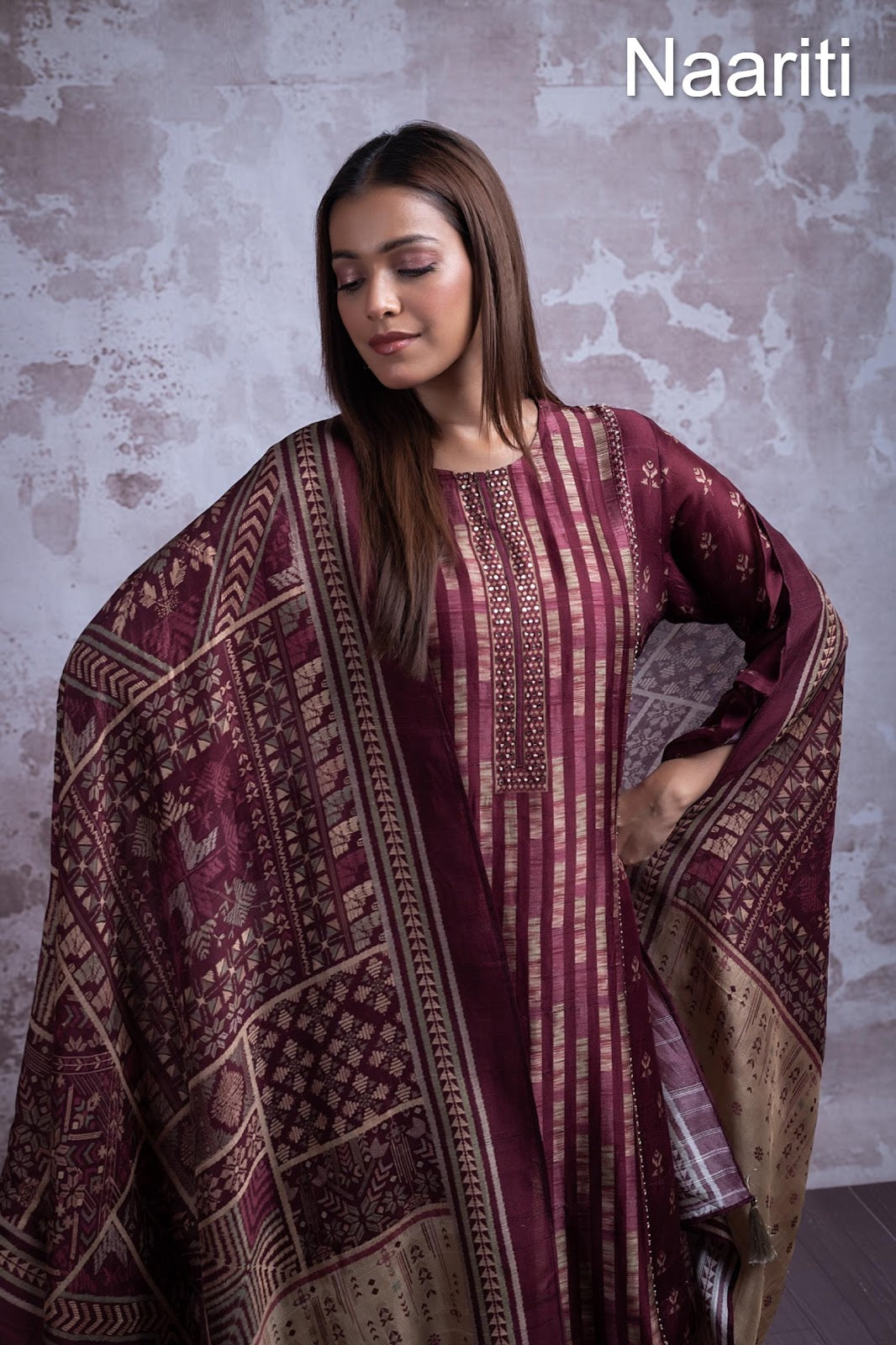 Areli Naariti Tusser Silk Pant Style Suits Manufacturer Gujarat