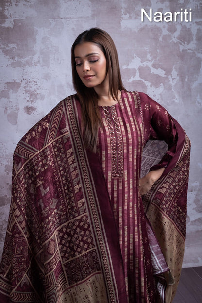 Areli Naariti Tusser Silk Pant Style Suits Manufacturer Gujarat