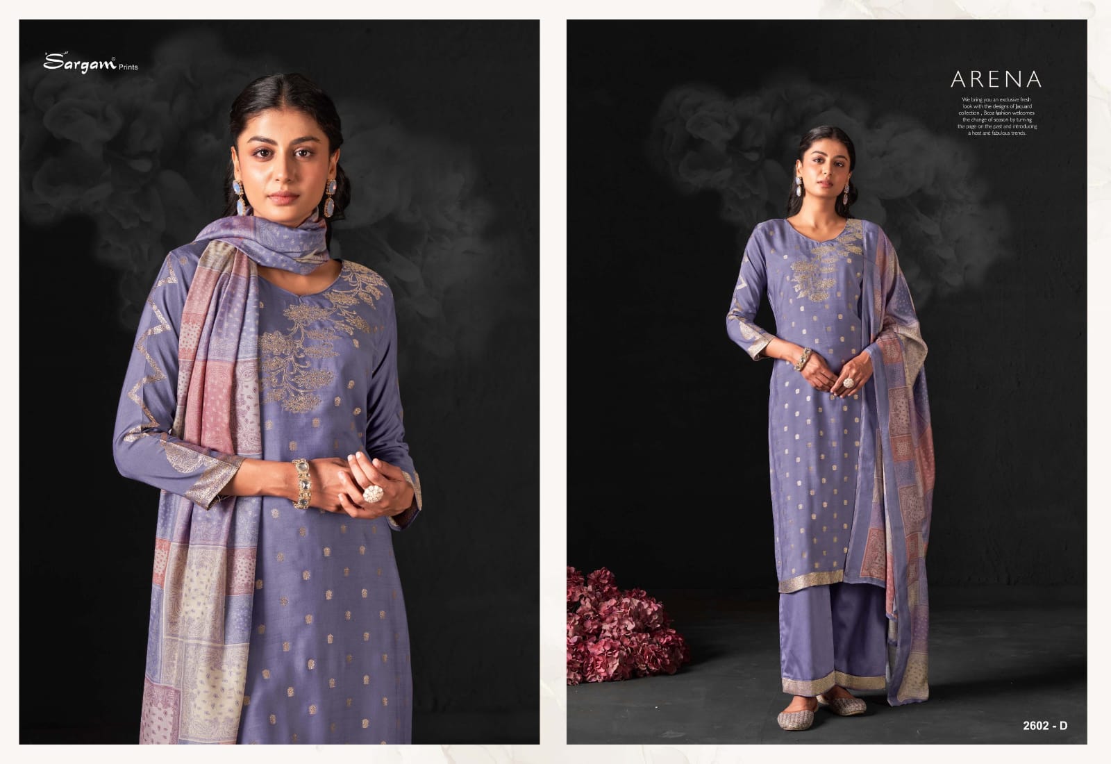 Arena Vol 2 Sargam Prints Muslin Jacquard Pant Style Suits Exporter Ahmedabad