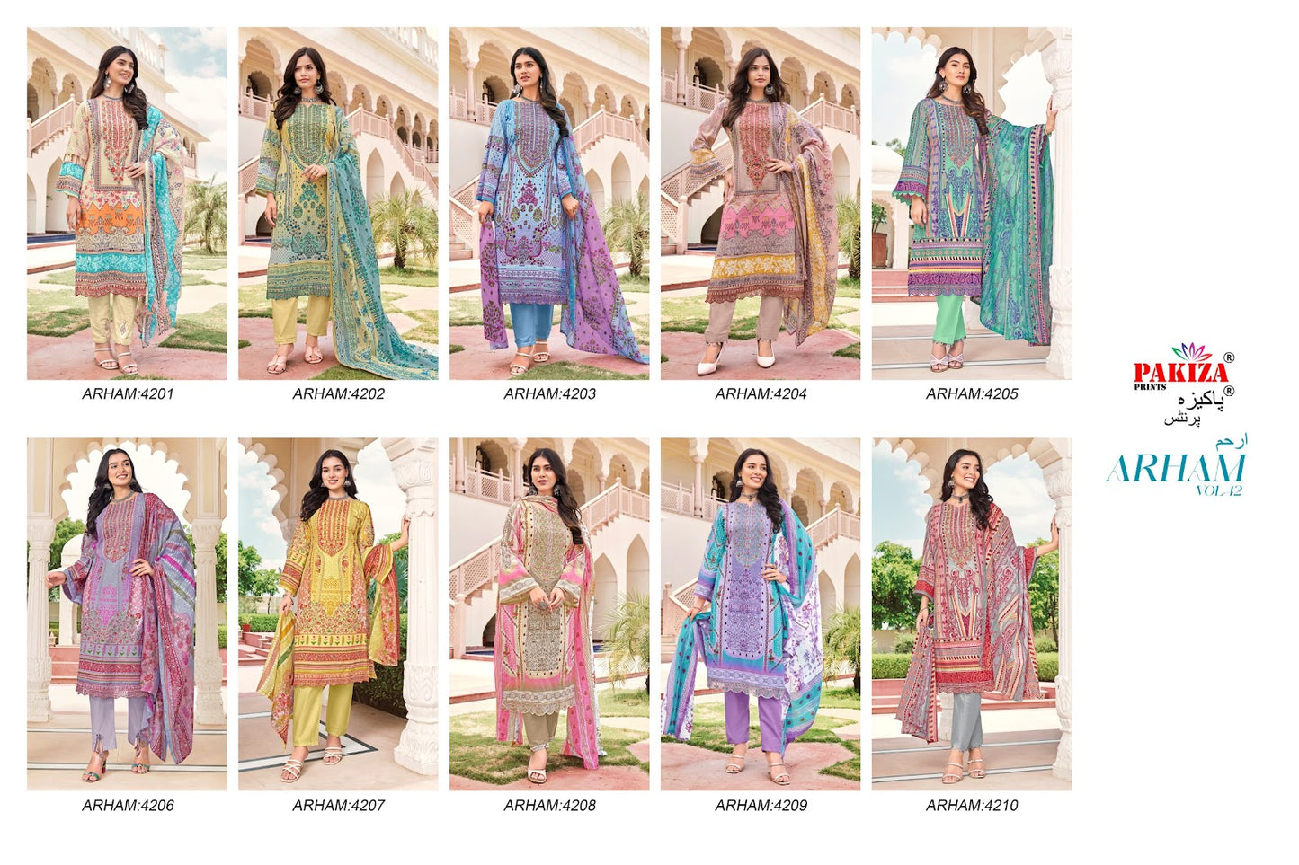 Arham Vol 42 Pakiza Prints Lawn Cotton Karachi Salwar Suits Wholesale Price
