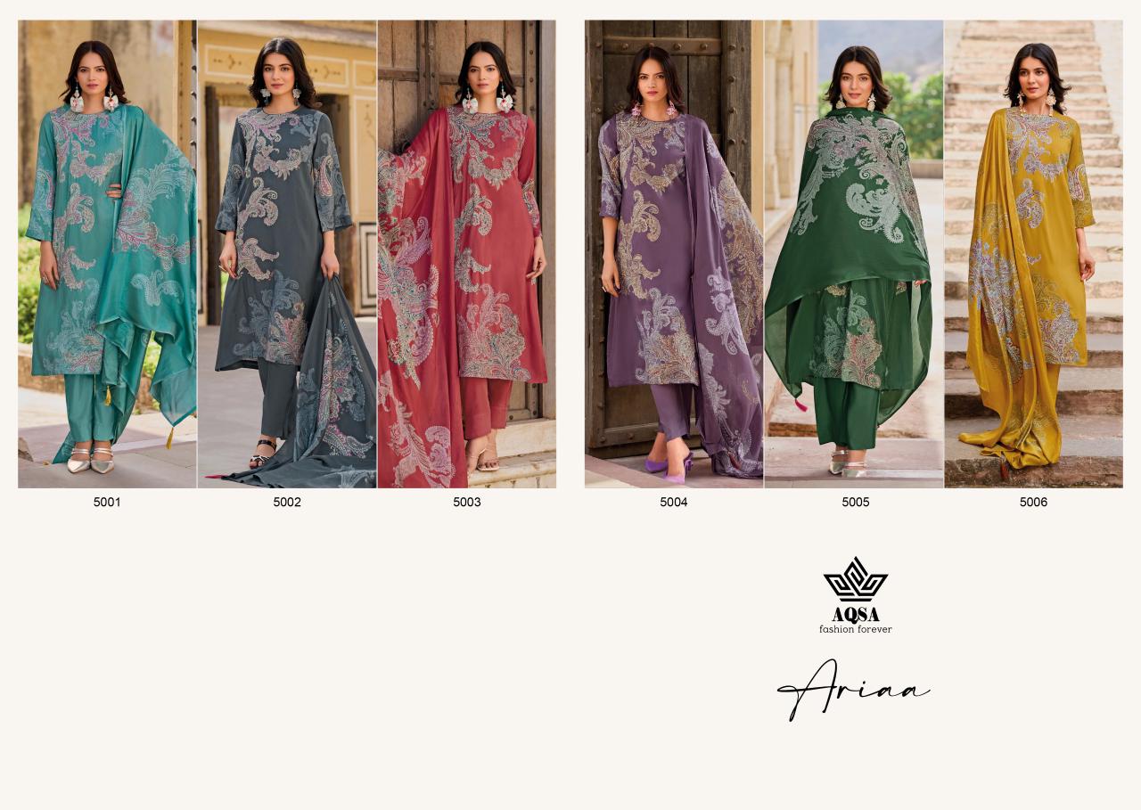 Ariaa Aqsa Muslin Silk Pant Style Suits Wholesaler Gujarat