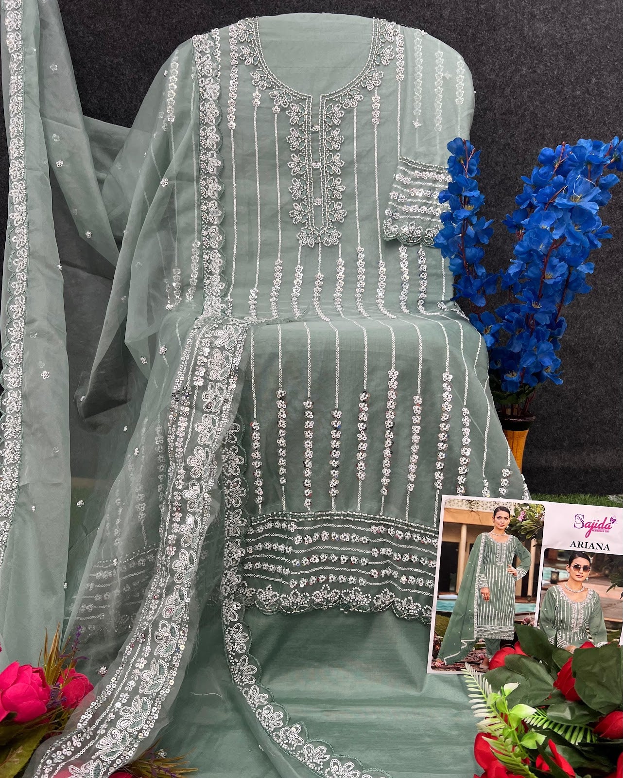 Ariana Sajida Organza Pakistani Salwar Suits Manufacturer India