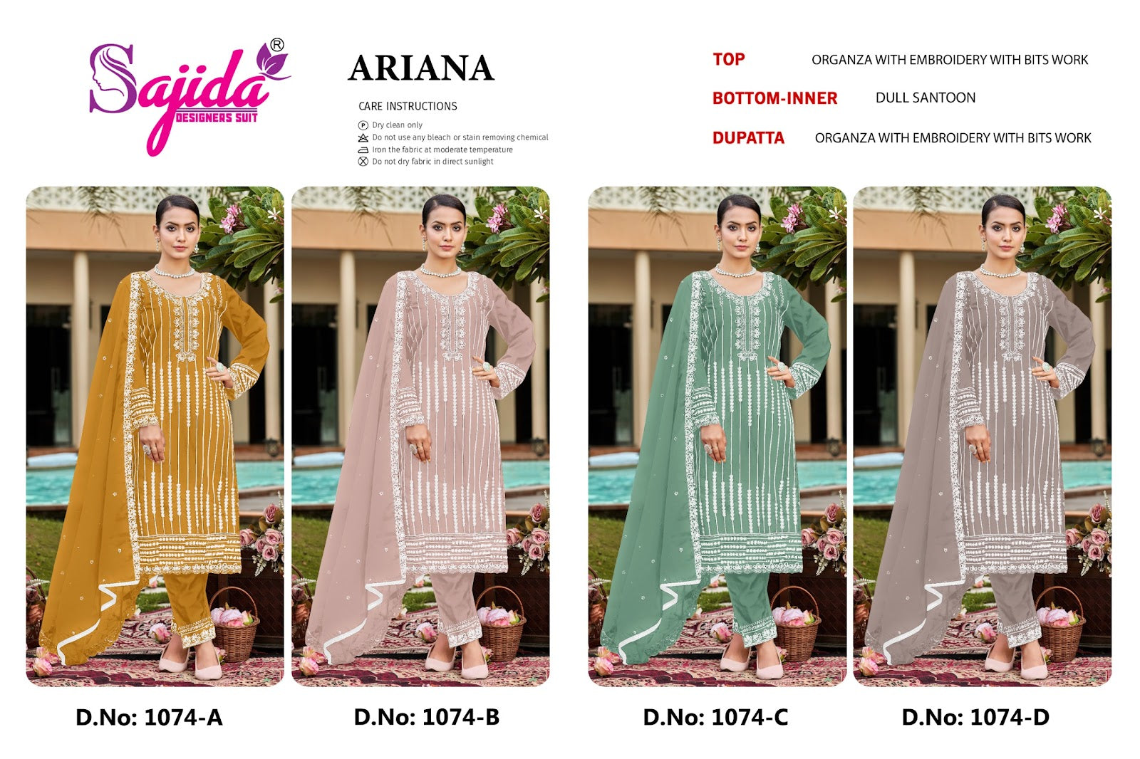 Ariana Sajida Organza Pakistani Salwar Suits Manufacturer India