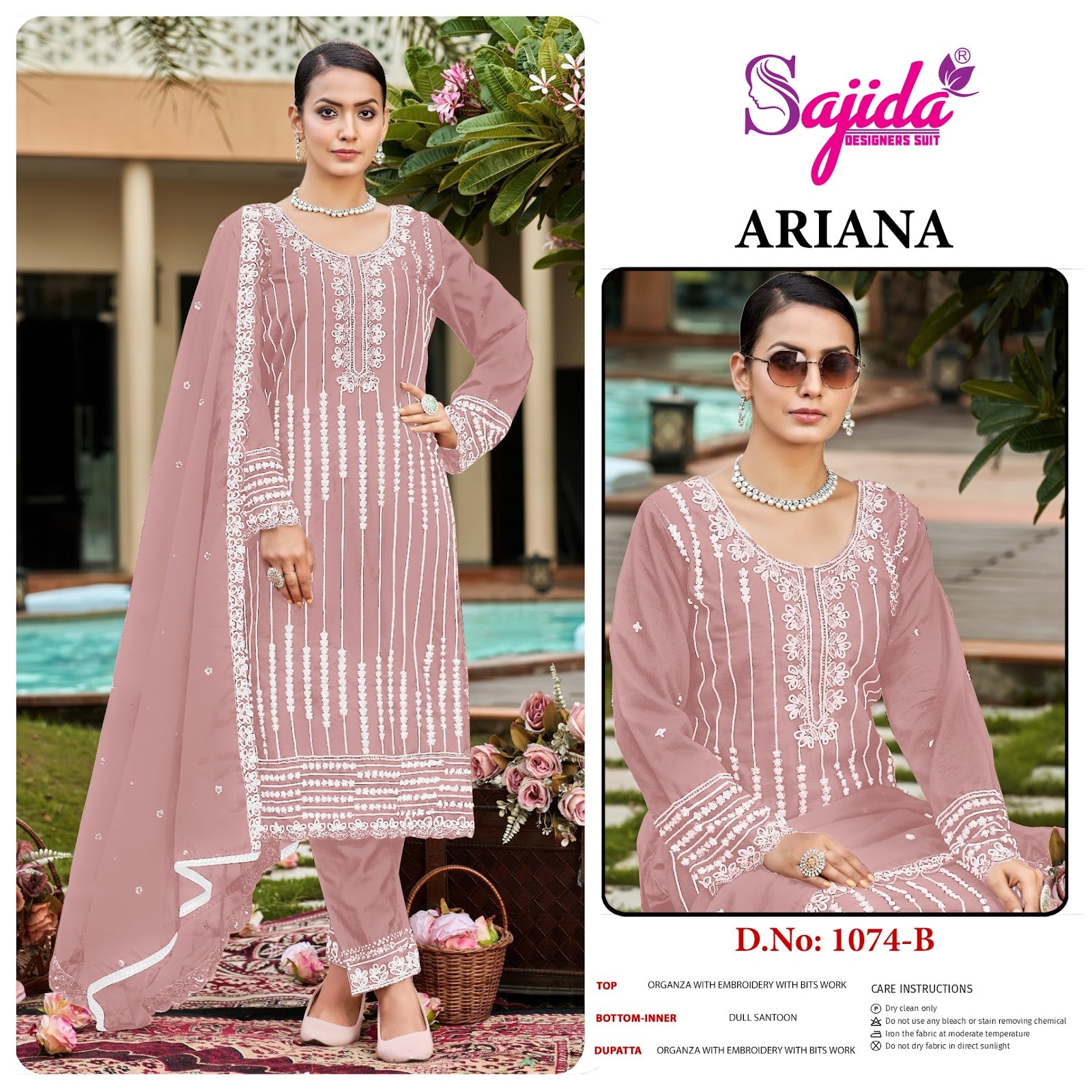 Ariana Sajida Organza Pakistani Salwar Suits Manufacturer India