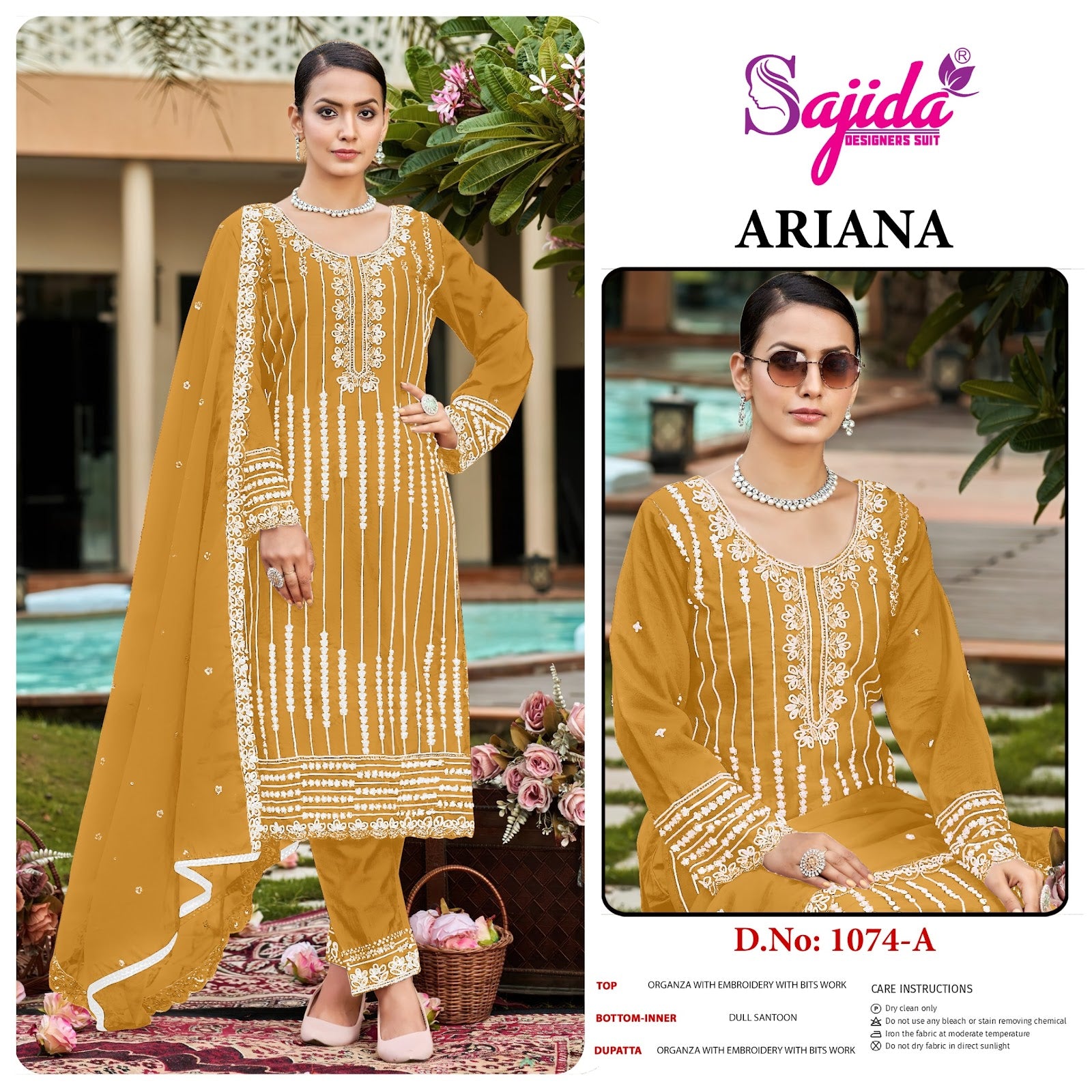 Ariana Sajida Organza Pakistani Salwar Suits Manufacturer India