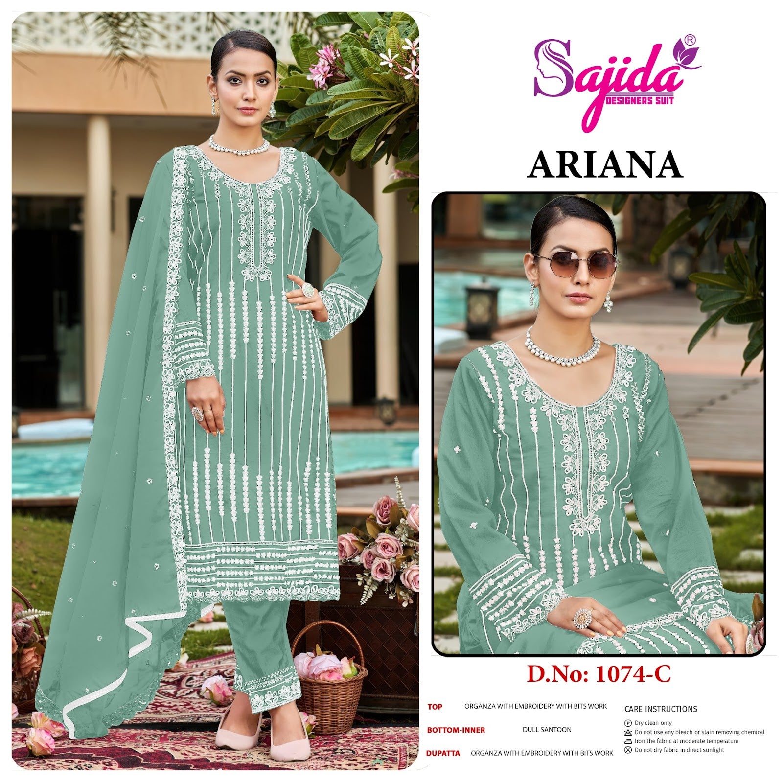 Ariana Sajida Organza Pakistani Salwar Suits Manufacturer India