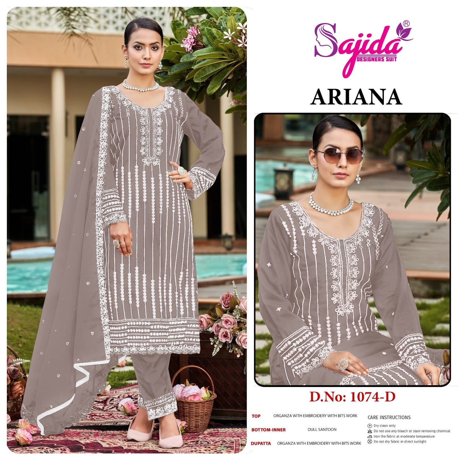 Ariana Sajida Organza Pakistani Salwar Suits Manufacturer India