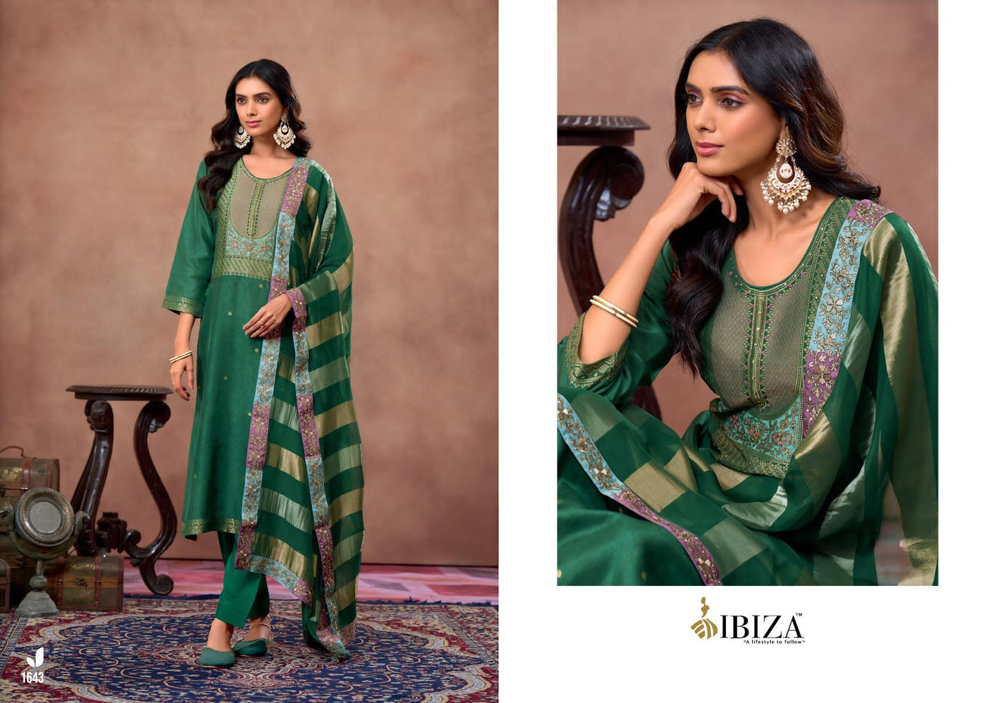Arica Ibiza Silk Jacquard Pant Style Suits Wholesale Rate