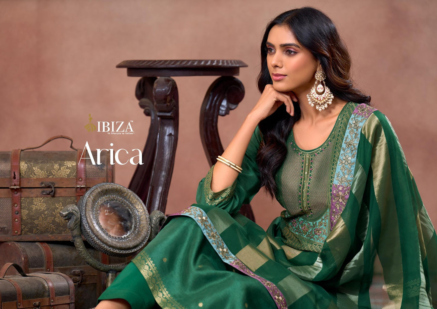 Arica Ibiza Silk Jacquard Pant Style Suits Wholesale Rate