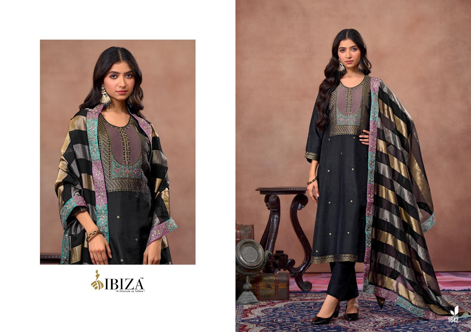 Arica Ibiza Silk Jacquard Pant Style Suits Wholesale Rate