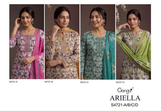 Ariella 4721 Ganga Premium Cotton Pant Style Suits Supplier Ahmedabad