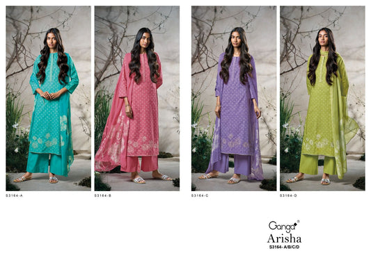 Arisha S3164 Ganga Cotton Plazzo Style Suits Supplier Gujarat