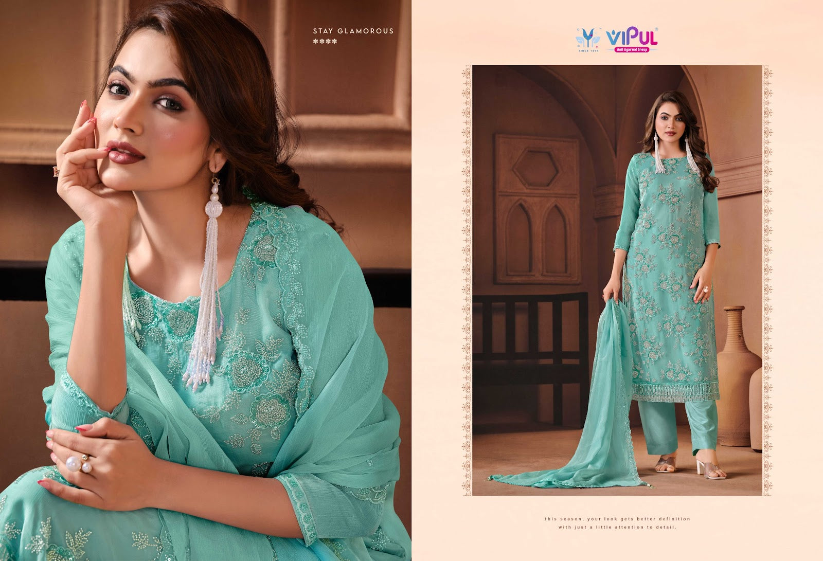 Arissa Vipul Chiffon Pant Style Suits Exporter Ahmedabad
