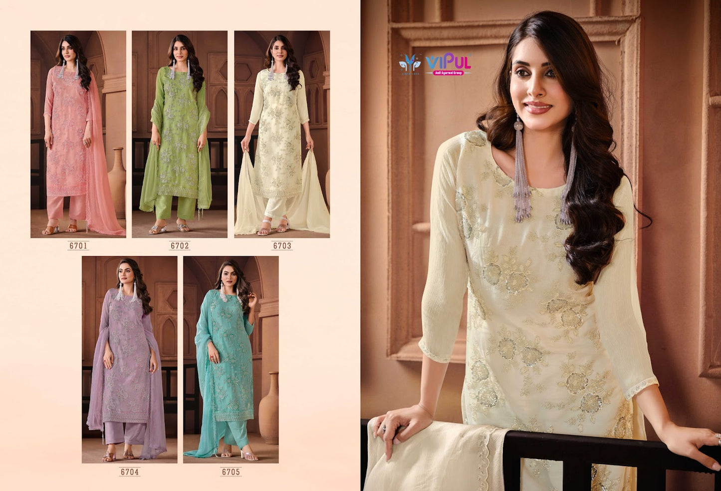 Arissa Vipul Chiffon Pant Style Suits Exporter Ahmedabad