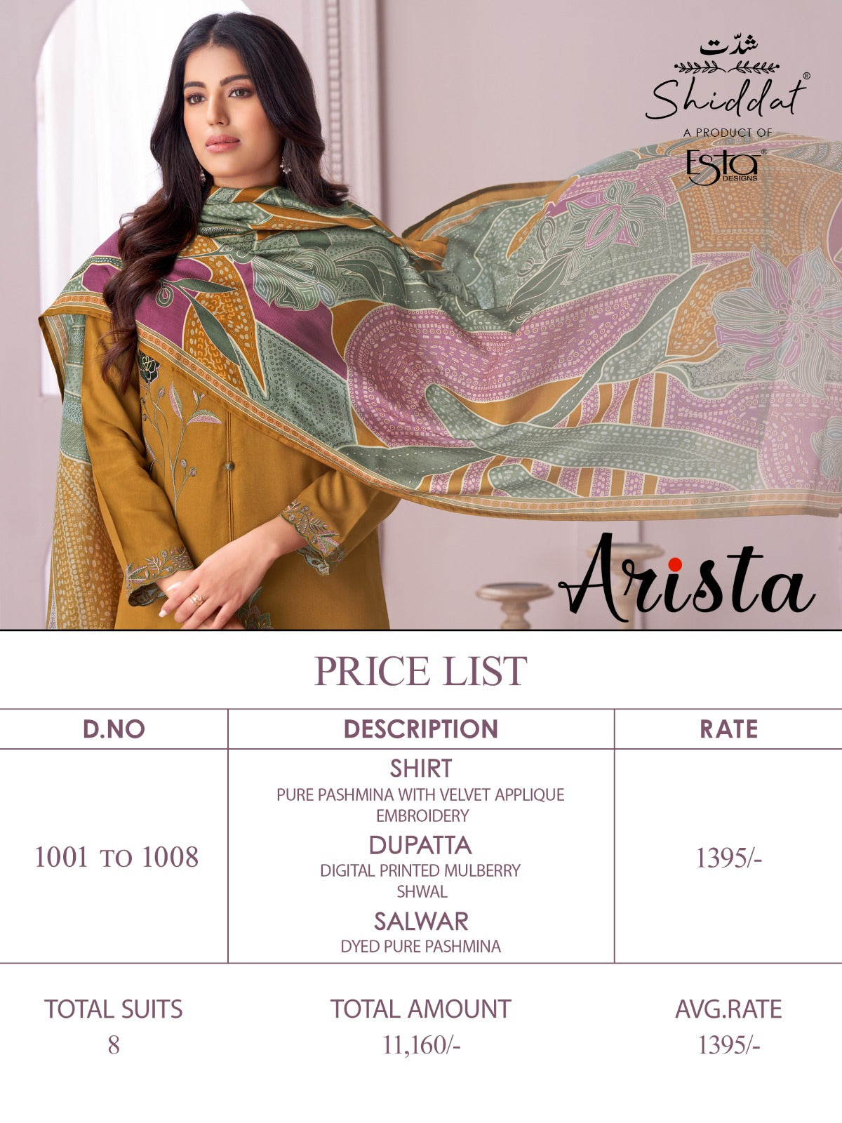Arista Shiddat Pashmina Suits Supplier India