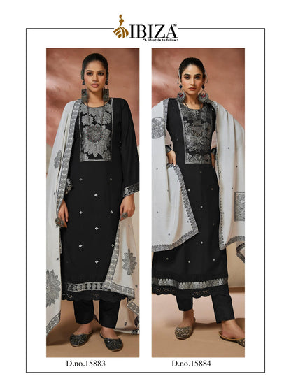 Arizona Black Special Ibiza Pure Muslin Pant Style Suits Supplier Gujarat