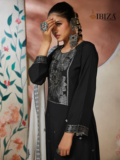 Arizona Black Special Ibiza Pure Muslin Pant Style Suits Supplier Gujarat