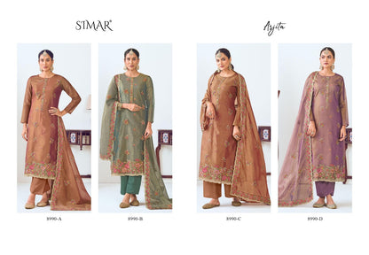 Arjita Simar Shimmer Pant Style Suits Manufacturer India