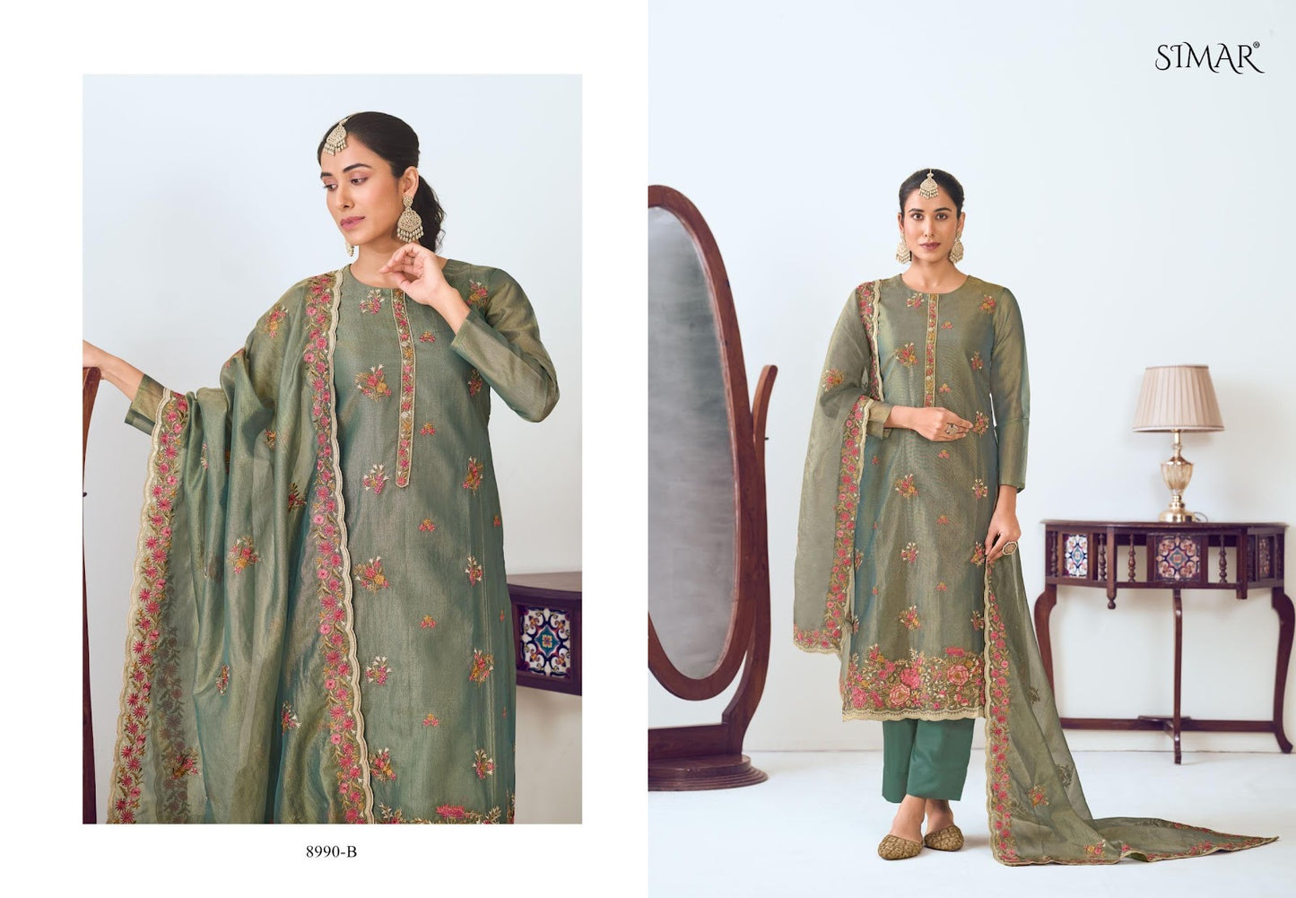 Arjita Simar Shimmer Pant Style Suits Manufacturer India