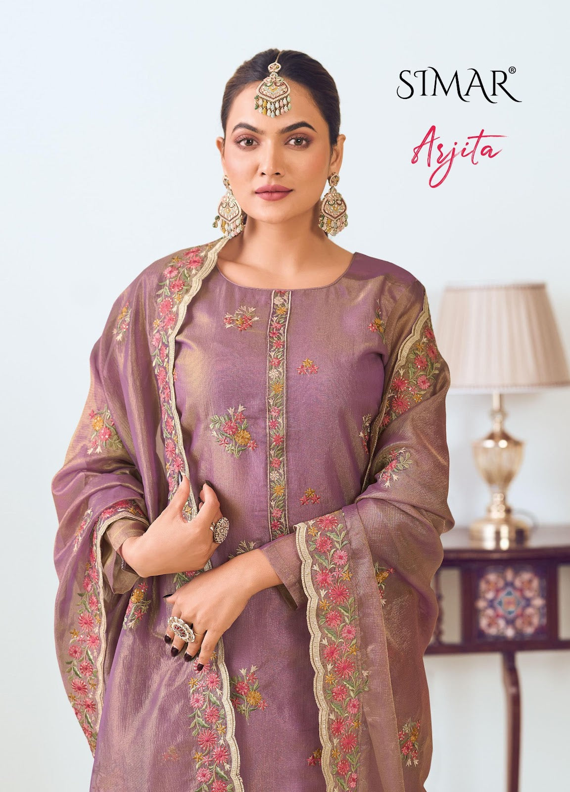 Arjita Simar Shimmer Pant Style Suits Manufacturer India