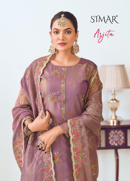 Arjita Simar Shimmer Pant Style Suits Manufacturer India