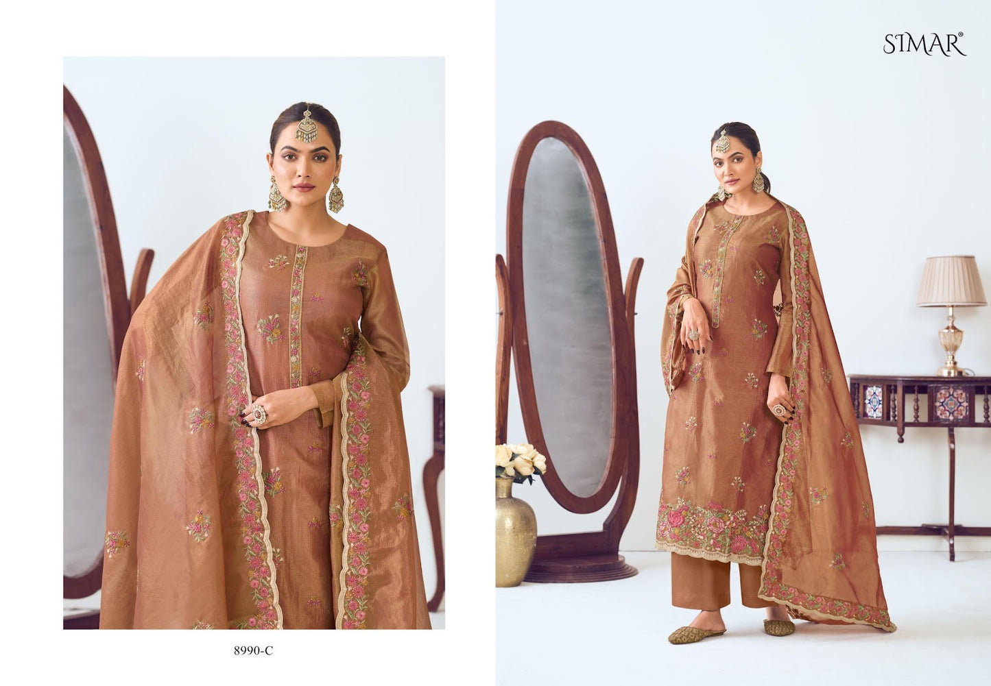 Arjita Simar Shimmer Pant Style Suits Manufacturer India