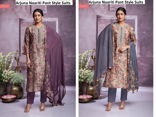 Arjuna Naariti Silk Pant Style Suits Manufacturer Gujarat