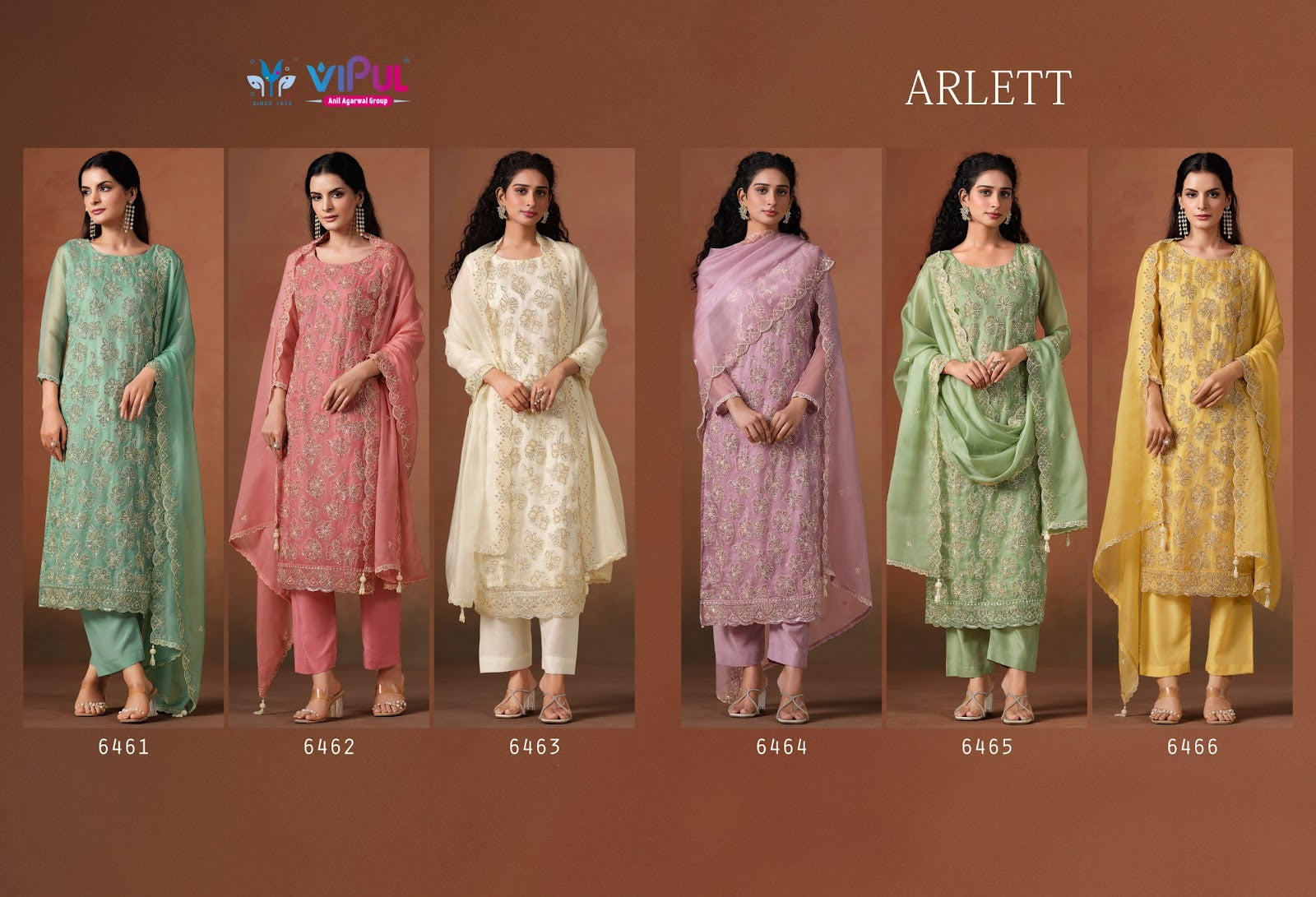 Arlett Vipul Organza Pant Style Suits Wholesaler Ahmedabad