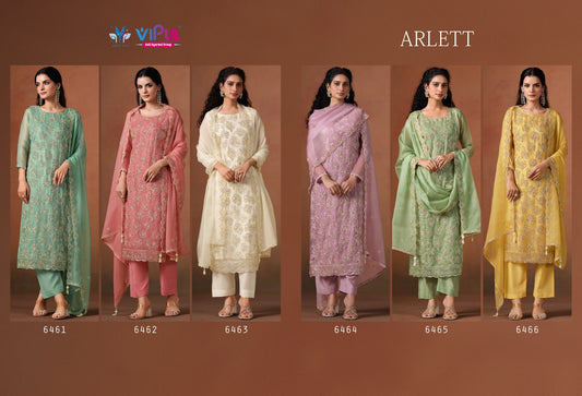 Arlett Vipul Organza Pant Style Suits Wholesaler Ahmedabad