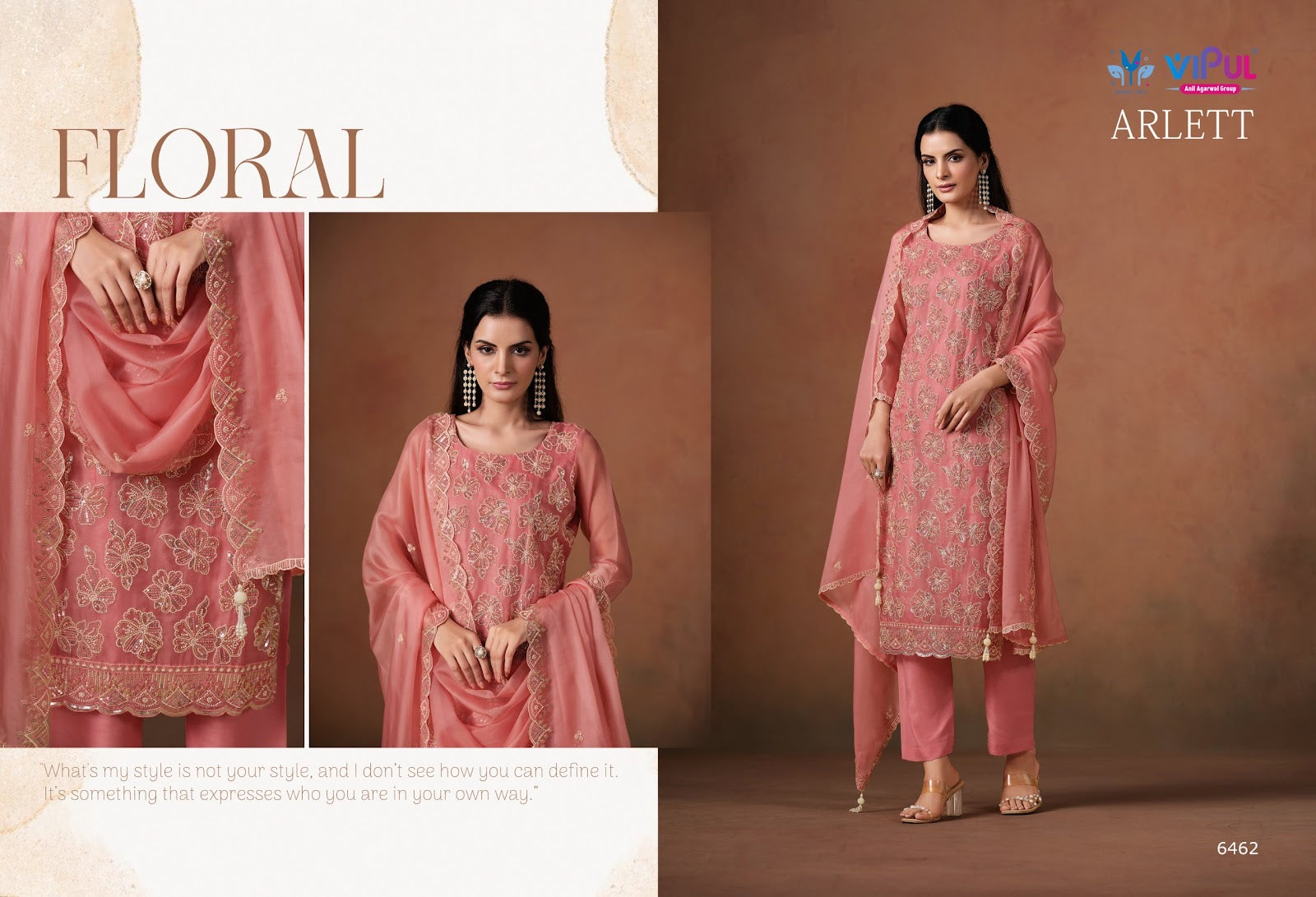 Arlett Vipul Organza Pant Style Suits Wholesaler Ahmedabad