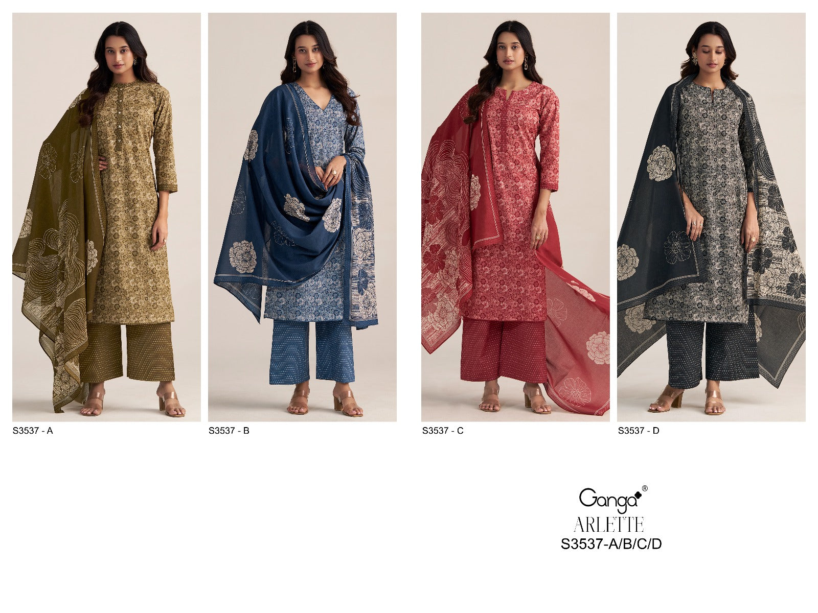 Arlette 3537 Ganga Premium Cotton Plazzo Style Suits Wholesale