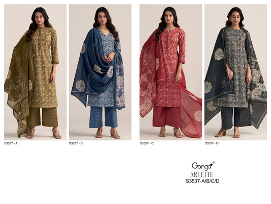Arlette 3537 Ganga Premium Cotton Plazzo Style Suits Wholesale