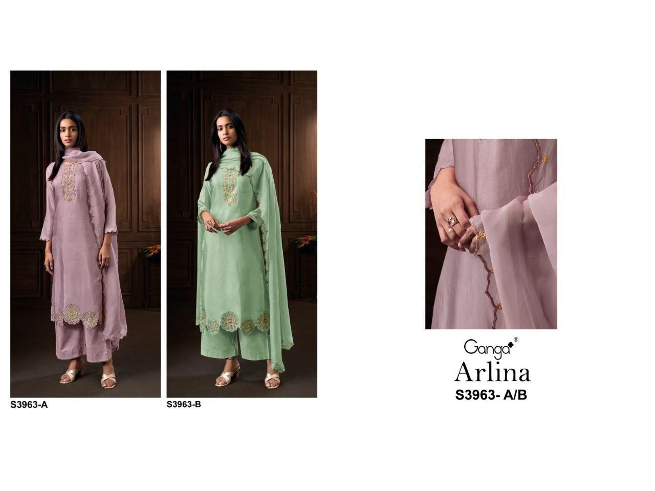 Arlina 3963 Ganga Bemberg Plazzo Style Suits Wholesaler Ahmedabad